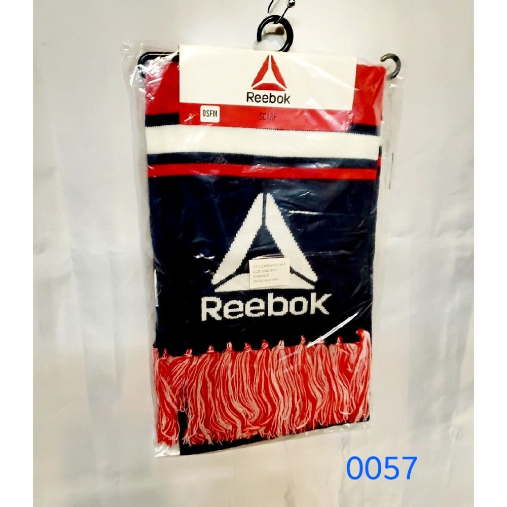 Reebok Navy & Red Striped Scarf w/ Fringe 0057